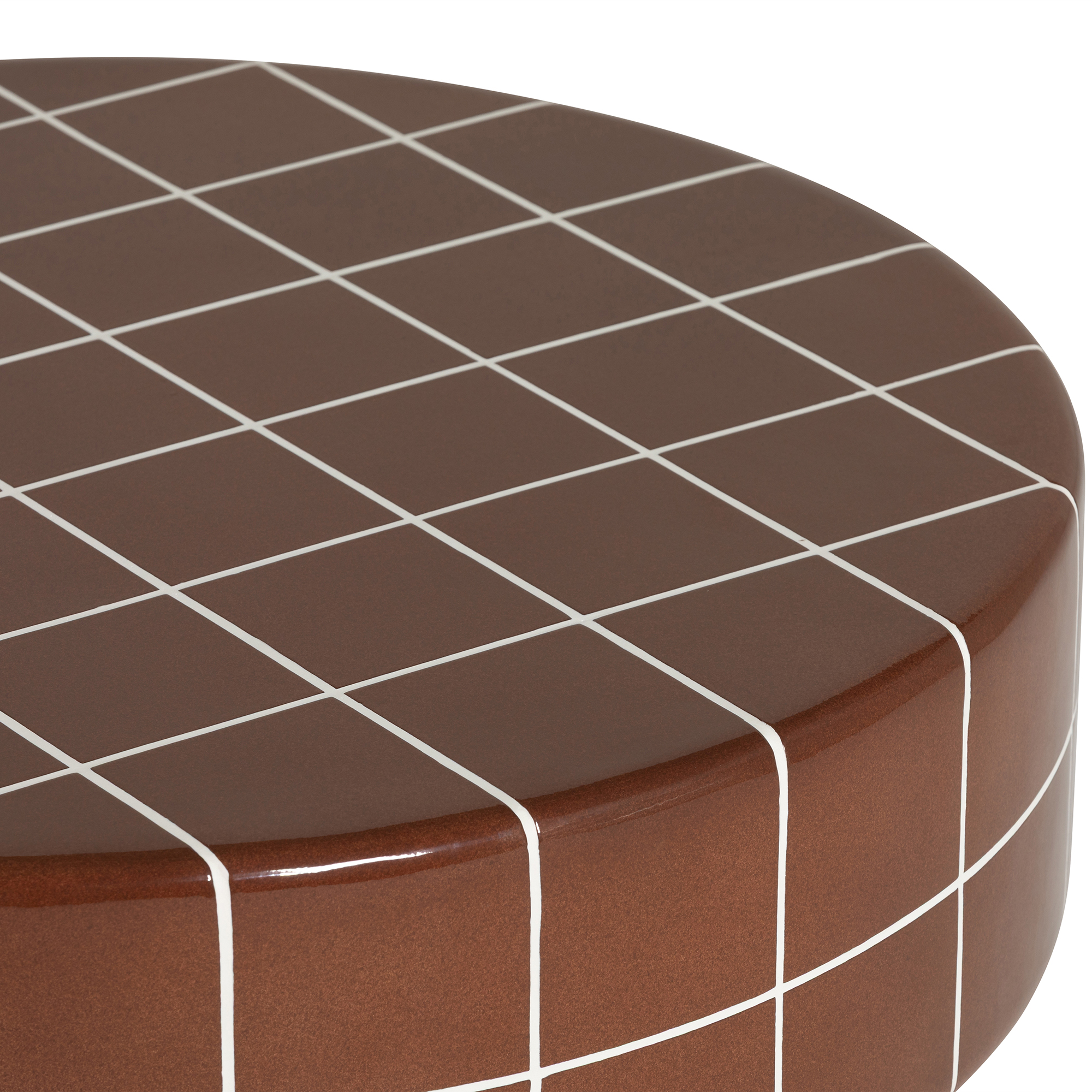 Rico Tiled Round Coffee Table - Terracotta Red, Gard25