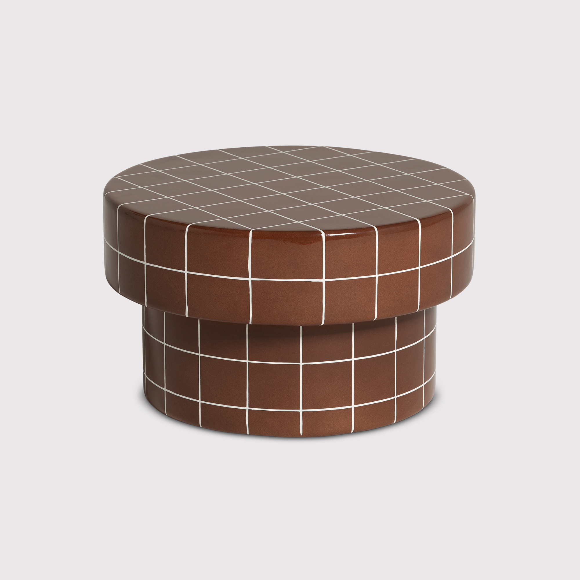Rico Tiled Round Coffee Table - Terracotta Red, Gard25