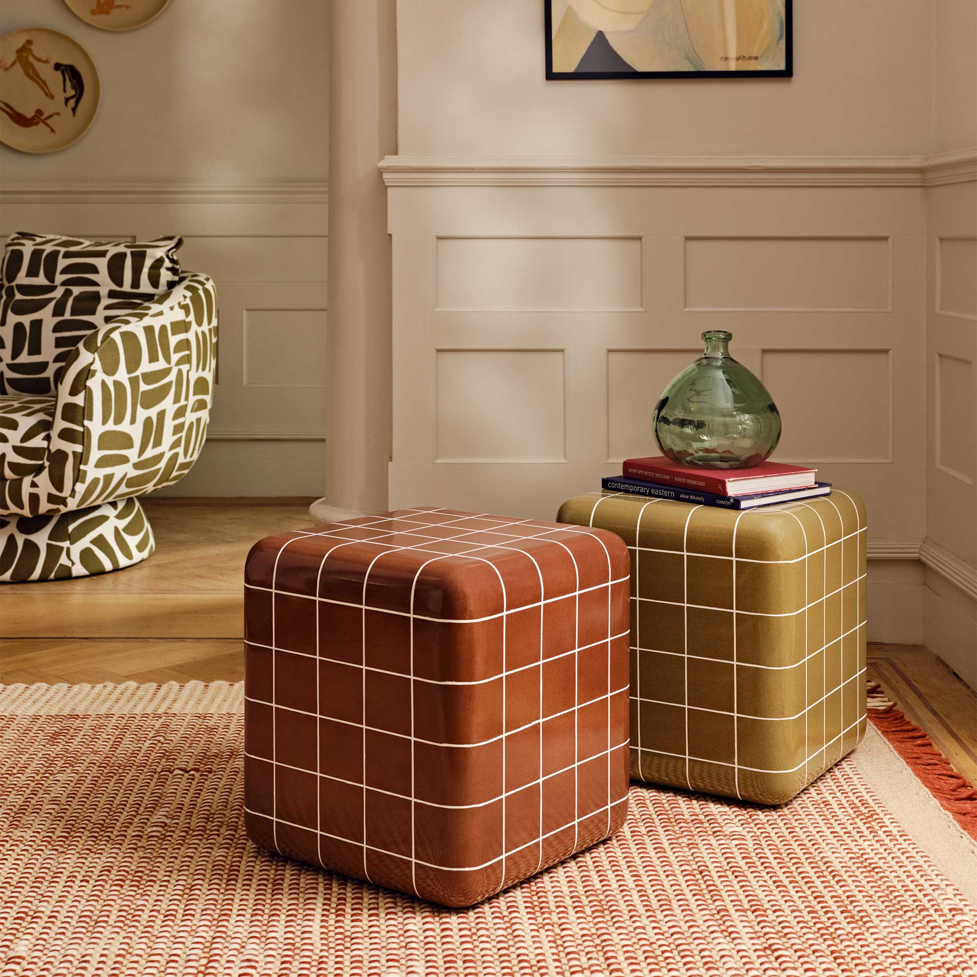 Rico Terracotta Red Tiled Side Table