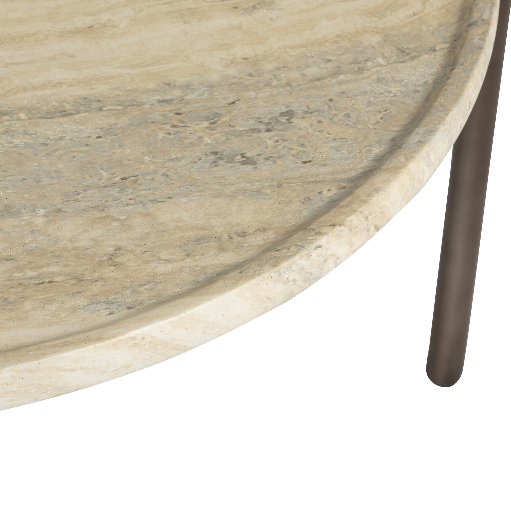 Ryde Dark Travertine Coffee Table - Faux Travertine and Chocolate Brown, Gard25