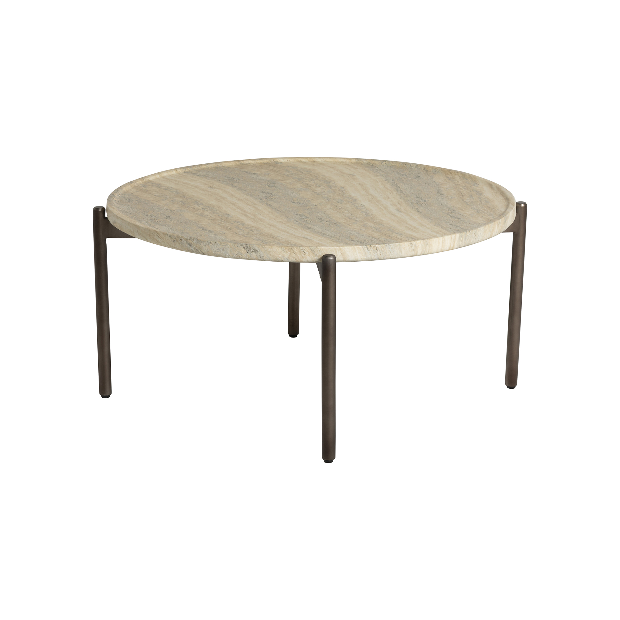 Ryde Dark Travertine Coffee Table - Faux Travertine and Chocolate Brown, Gard25