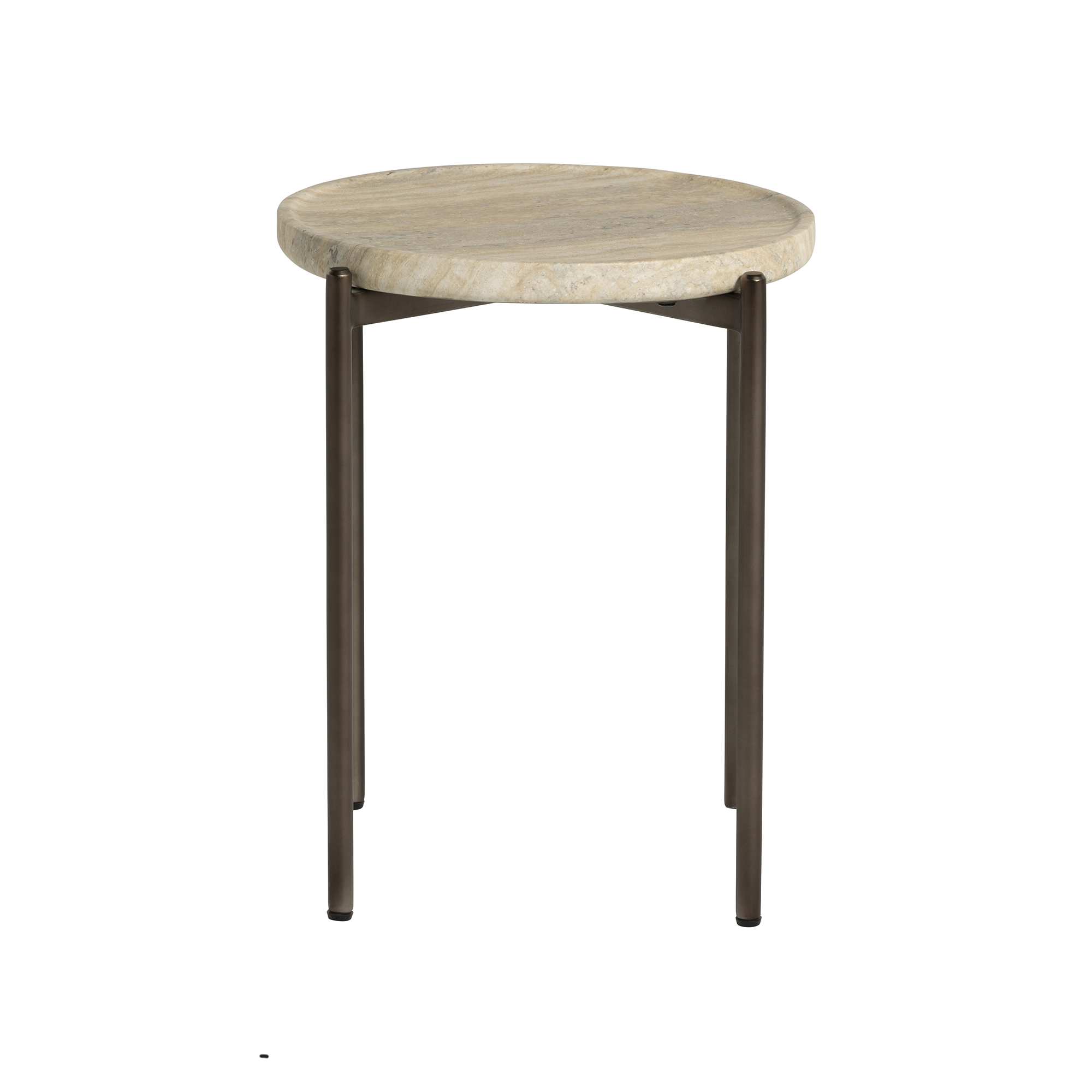 Ryde Low Dark Travertine Side Table - Faux Travertine and Chocolate Brown, Gard25