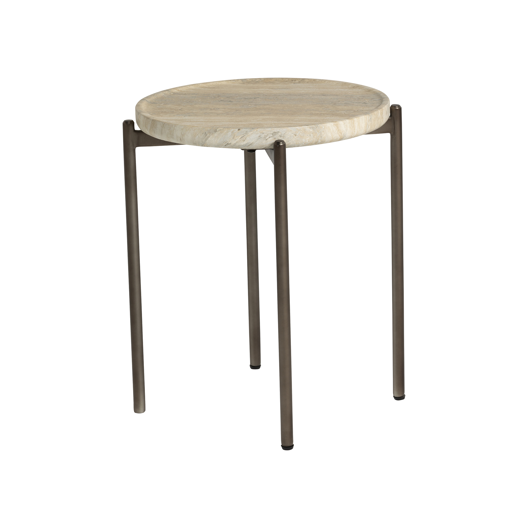 Ryde Low Dark Travertine Side Table - Faux Travertine and Chocolate Brown, Gard25