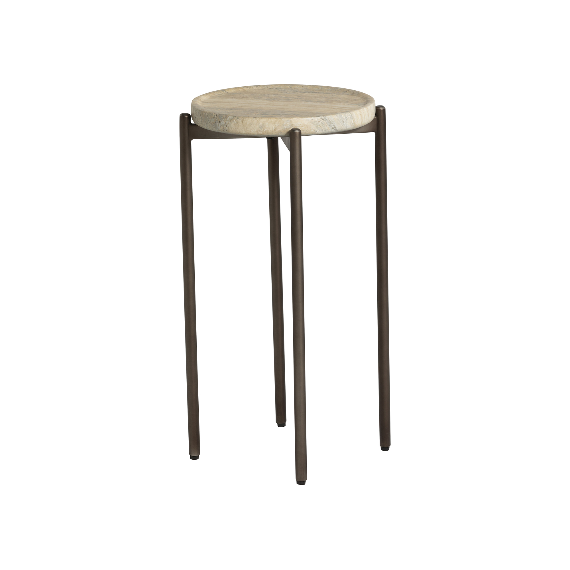 Ryde Tall Dark Travertine Side Table - Faux Travertine and Chocolate Brown, Gard25
