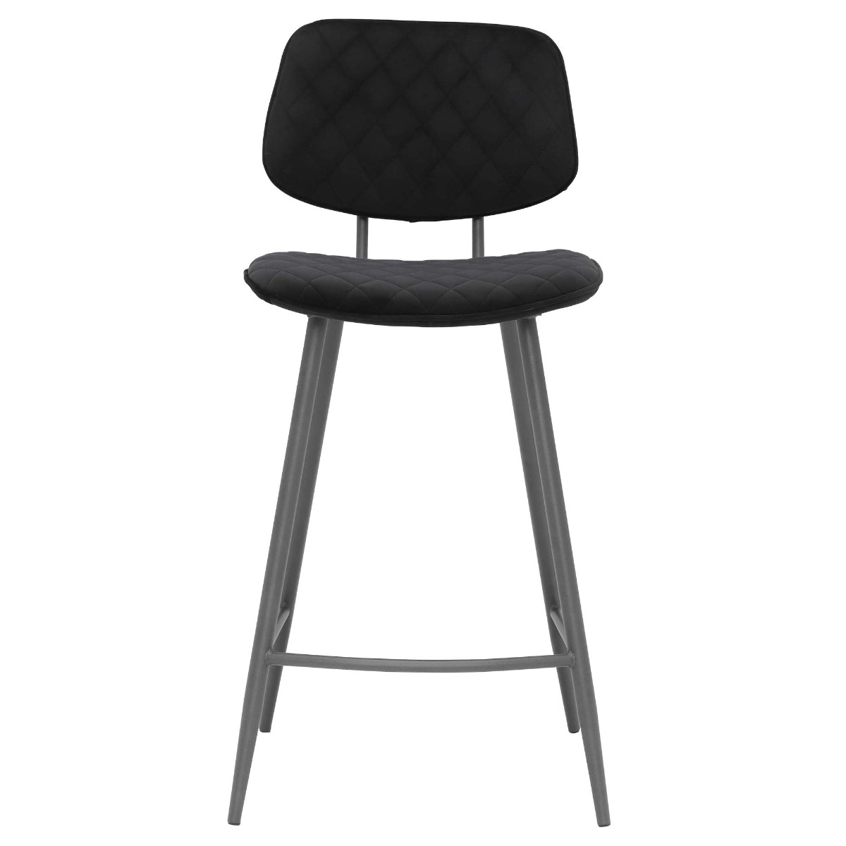 Archer Black Velvet Counter Stool, Black Fabric and Metal Legs