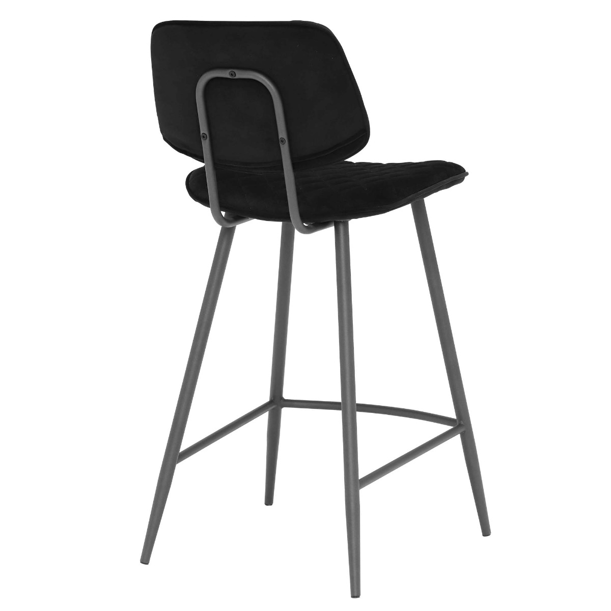 Archer Black Velvet Counter Stool, Black Fabric and Metal Legs