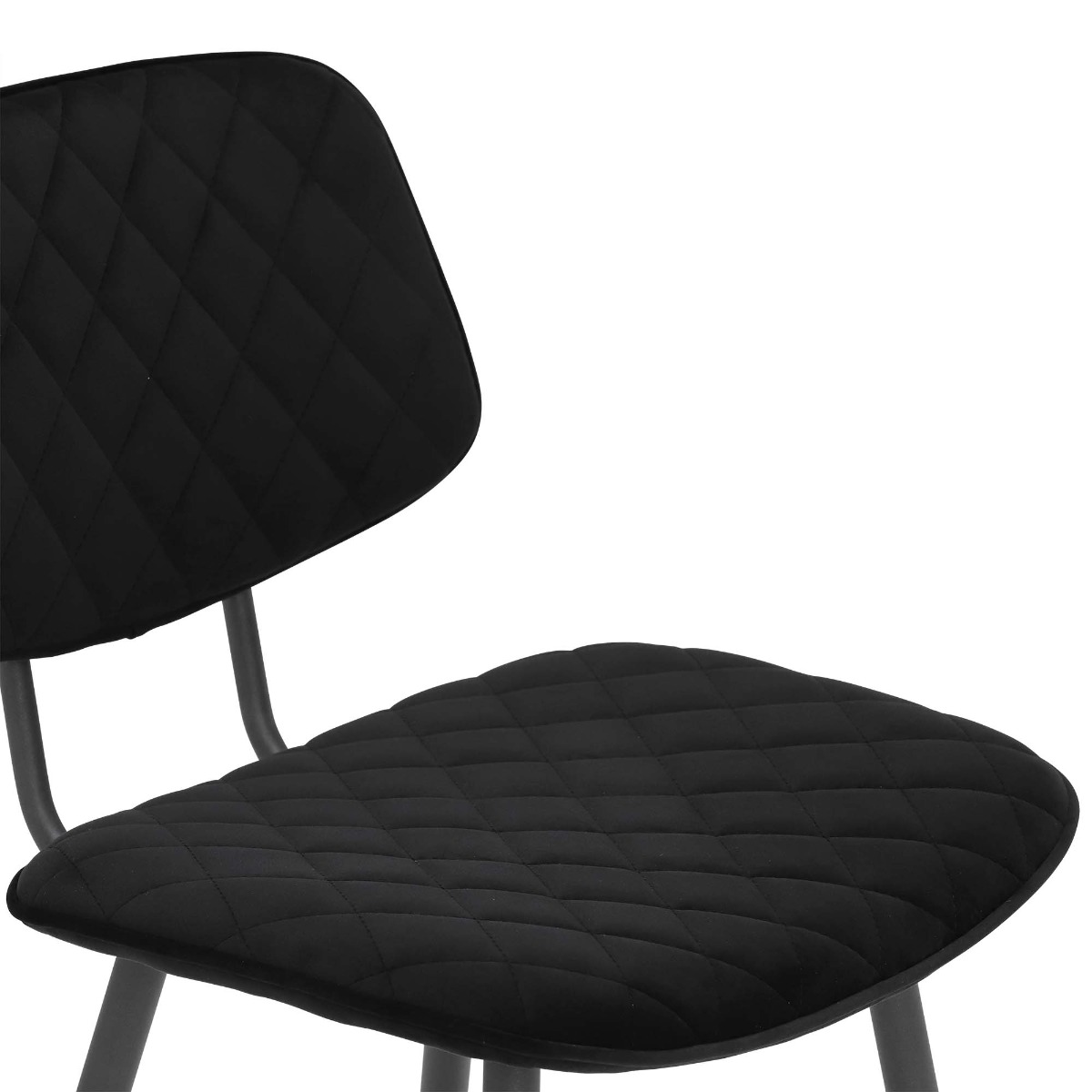 Archer Black Velvet Counter Stool, Black Fabric and Metal Legs