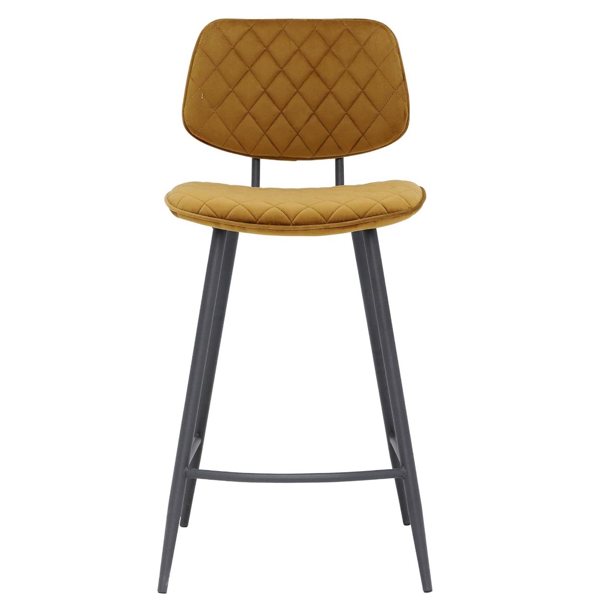Archer Gold Velvet Counter Stool, Golden Fabric and Metal Legs