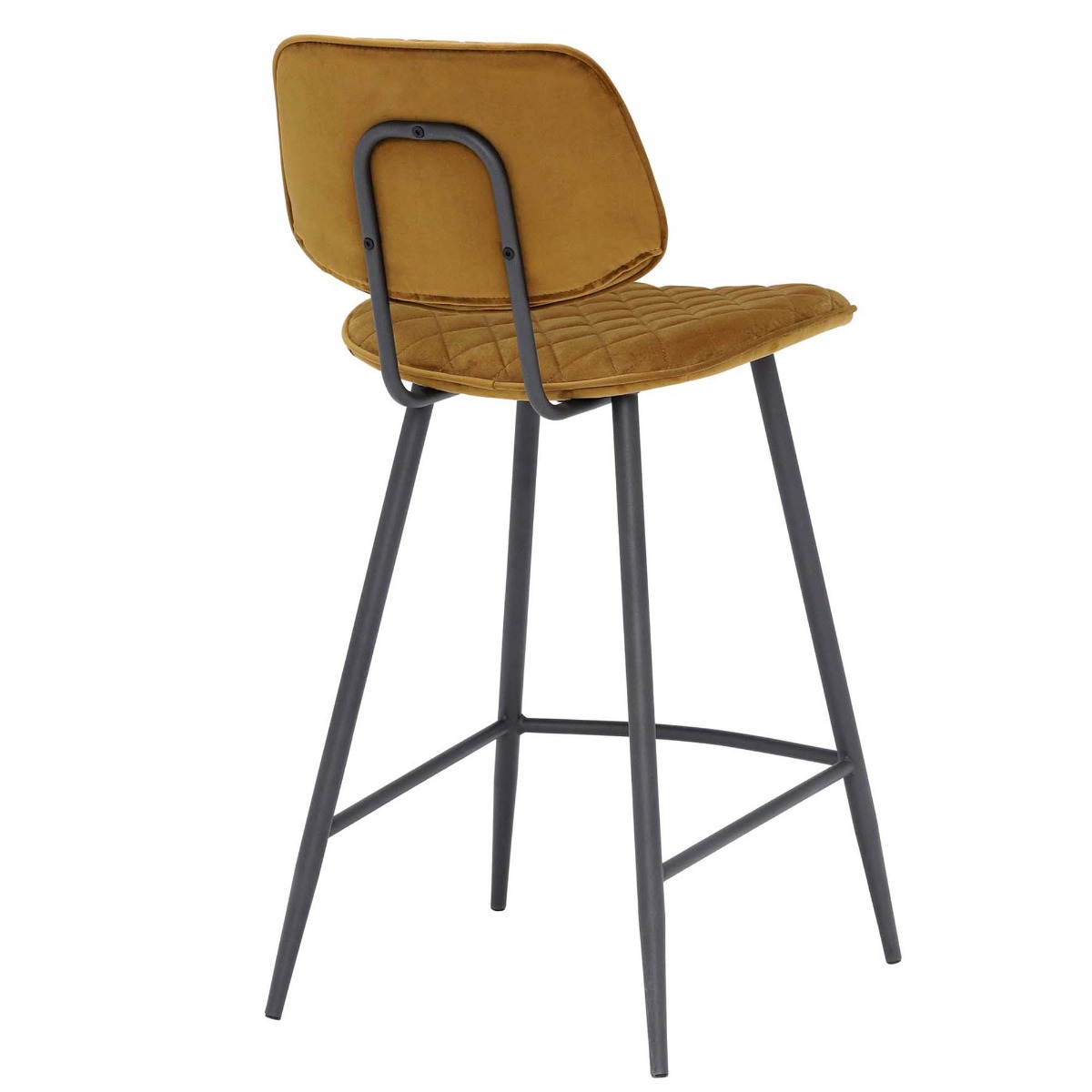 Archer Gold Velvet Counter Stool, Golden Fabric and Metal Legs