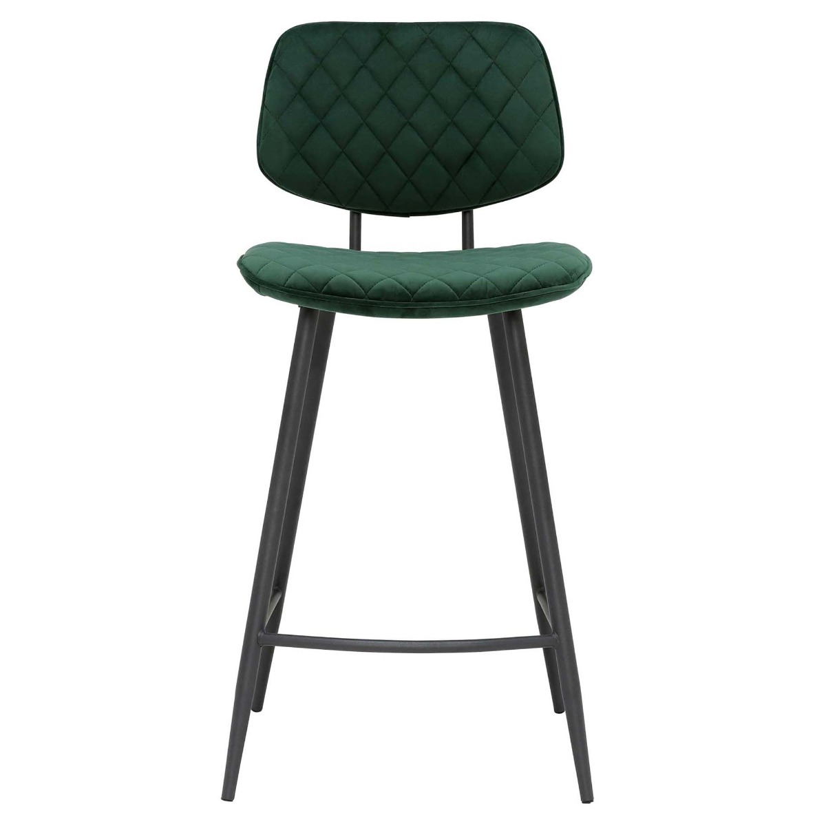Archer Green Velvet Counter Stool, Green Fabric and Metal Legs