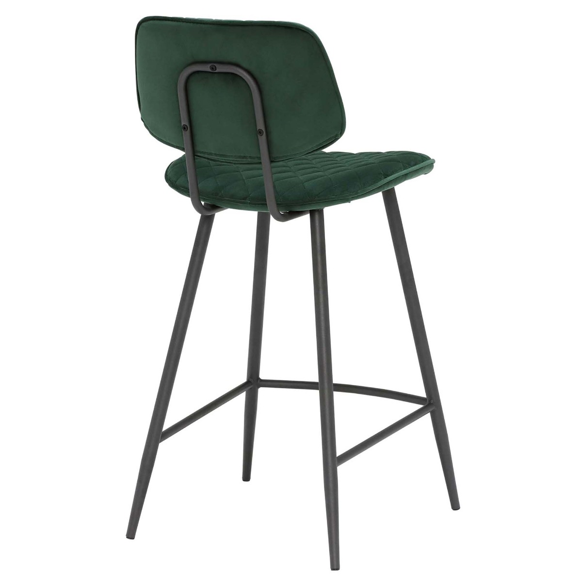 Archer Green Velvet Counter Stool, Green Fabric and Metal Legs