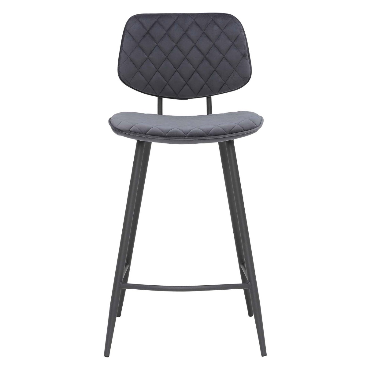 Archer Grey Velvet Counter Stool, Grey Fabric and Metal Legs