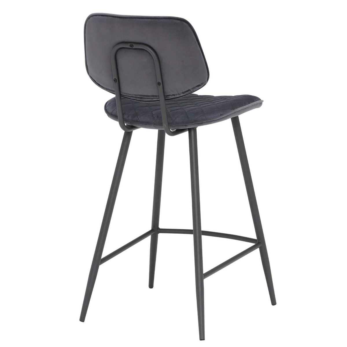 Archer Grey Velvet Counter Stool, Grey Fabric and Metal Legs