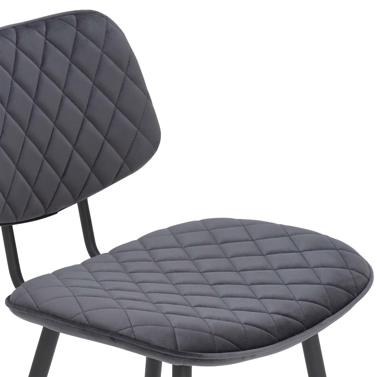 Archer Grey Velvet Counter Stool, Grey Fabric and Metal Legs