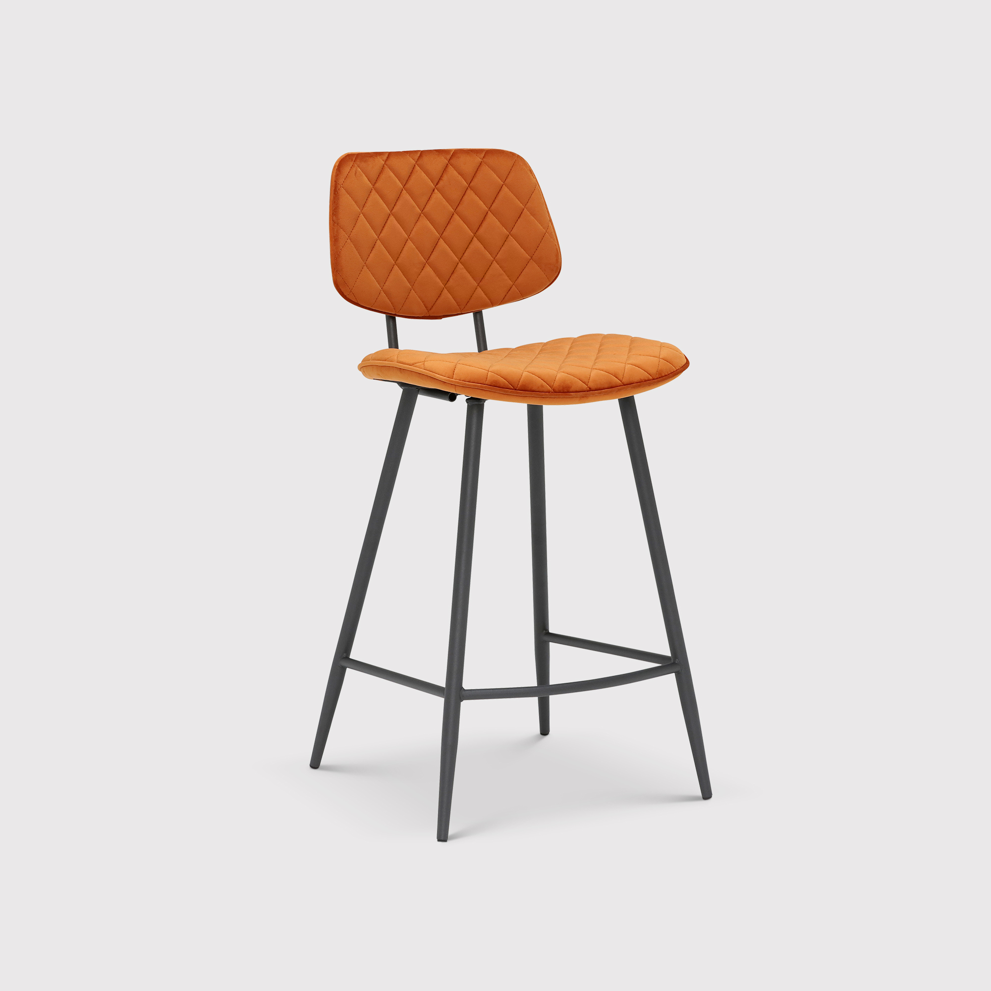 Archer Counter Stool - Orange Fabric and Metal Legs