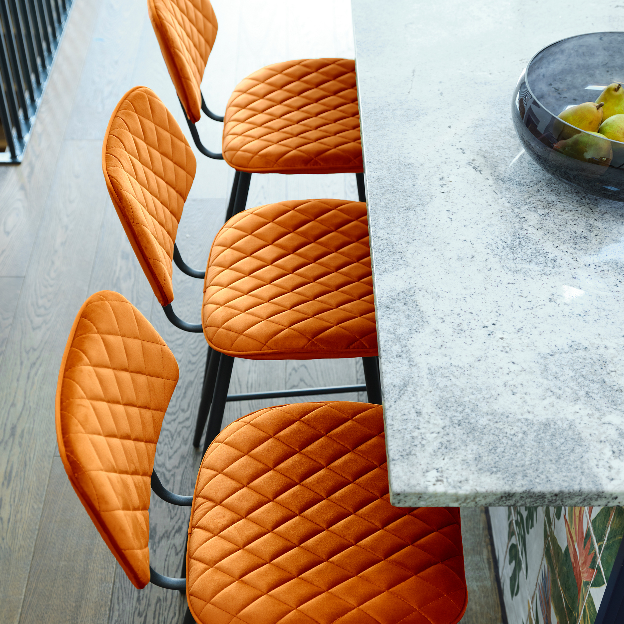 Archer Counter Stool - Orange Fabric and Metal Legs