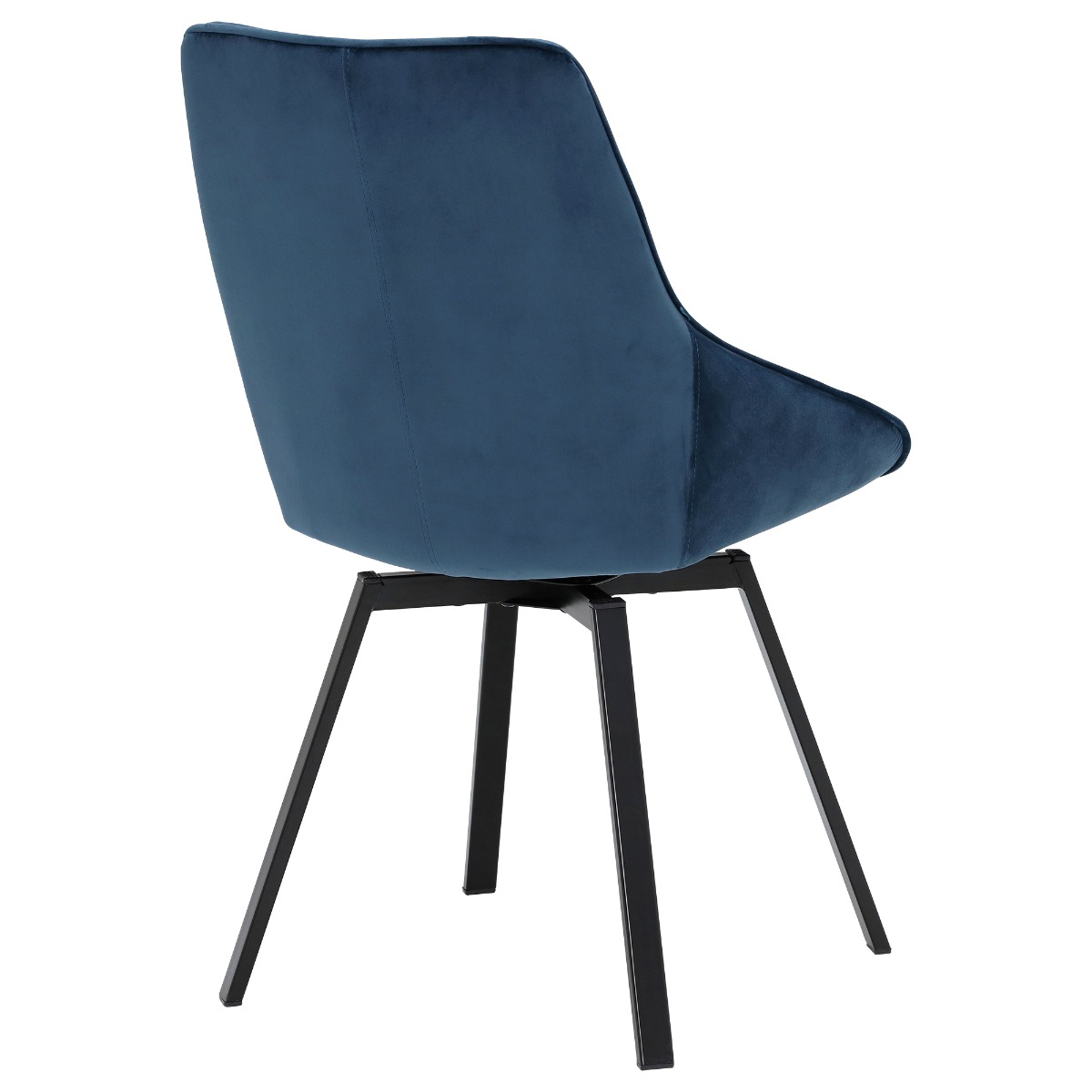 Beckton Blue Velvet Swivel Dining Chair, Blue Finish and Metal Legs