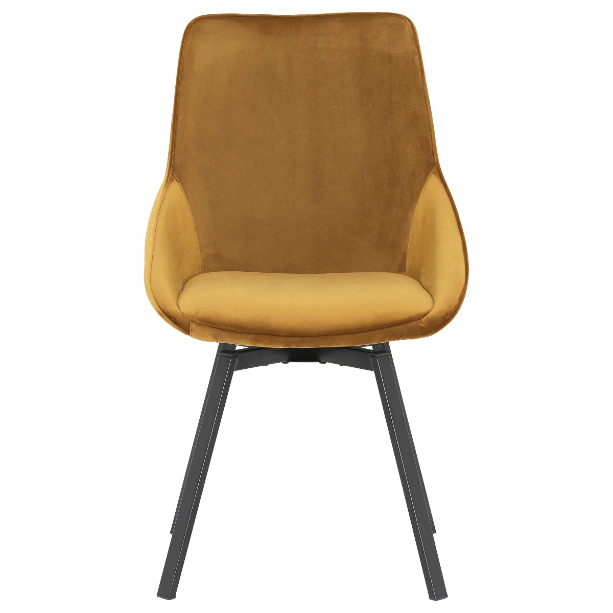 Beckton Yellow Gold Velvet Swivel Dining Chair, Golden Finish and Metal Legs
