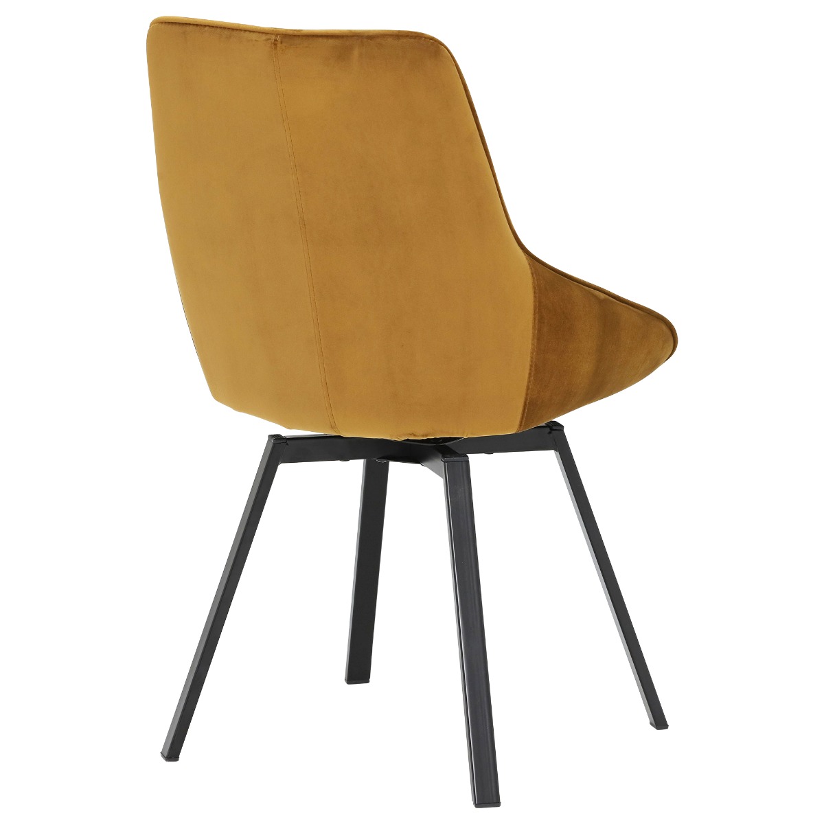 Beckton Yellow Gold Velvet Swivel Dining Chair, Golden Finish and Metal Legs