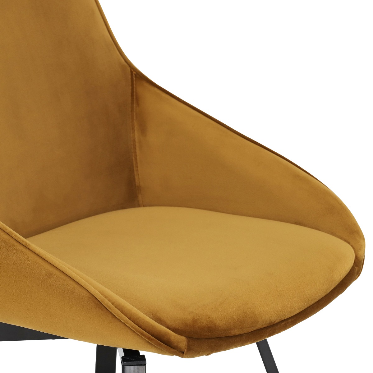 Beckton Yellow Gold Velvet Swivel Dining Chair, Golden Finish and Metal Legs