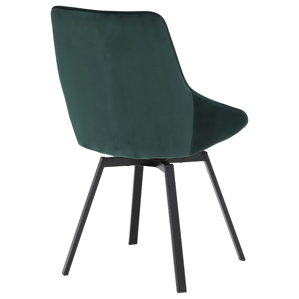 Beckton Green Velvet Swivel Dining Chair, Green Finish and Metal Legs