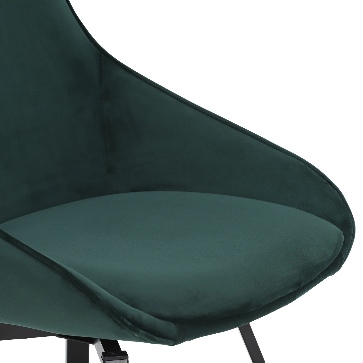 Beckton Green Velvet Swivel Dining Chair, Green Finish and Metal Legs