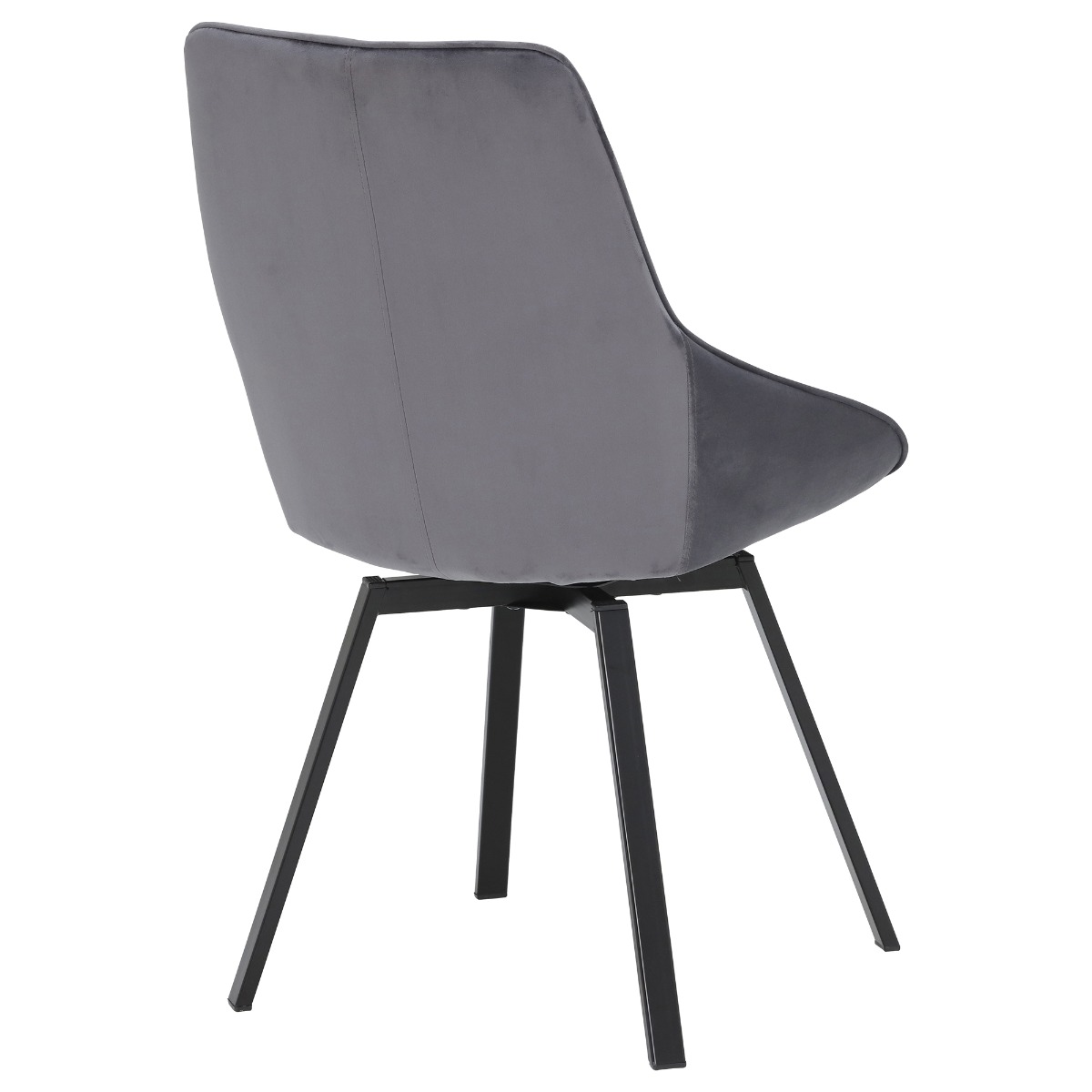 Beckton Grey Velvet Swivel Dining Chair, Grey Finish and Metal Legs