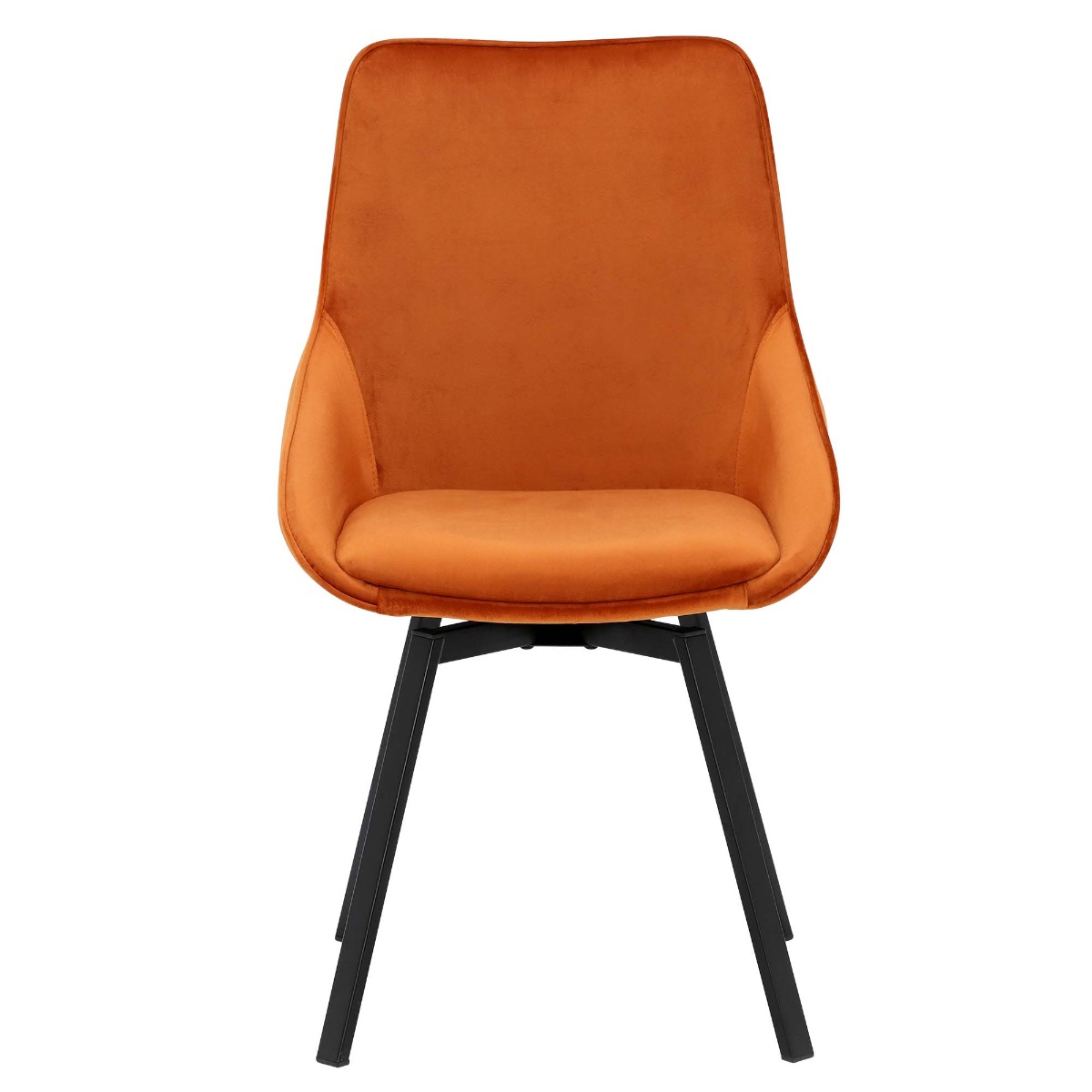Beckton Orange Velvet Swivel Dining Chair, Orange Finish and Metal Legs