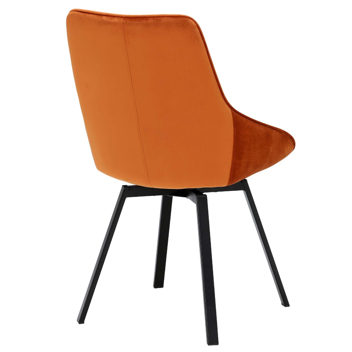 Beckton Orange Velvet Swivel Dining Chair, Orange Finish and Metal Legs
