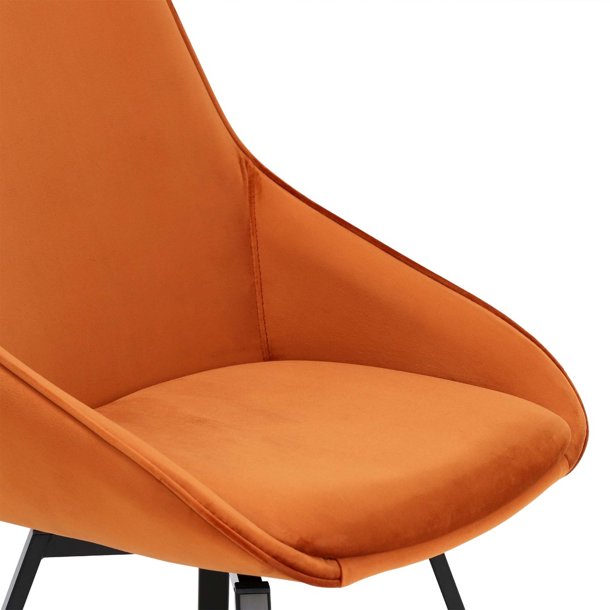 Beckton Orange Velvet Swivel Dining Chair, Orange Finish and Metal Legs