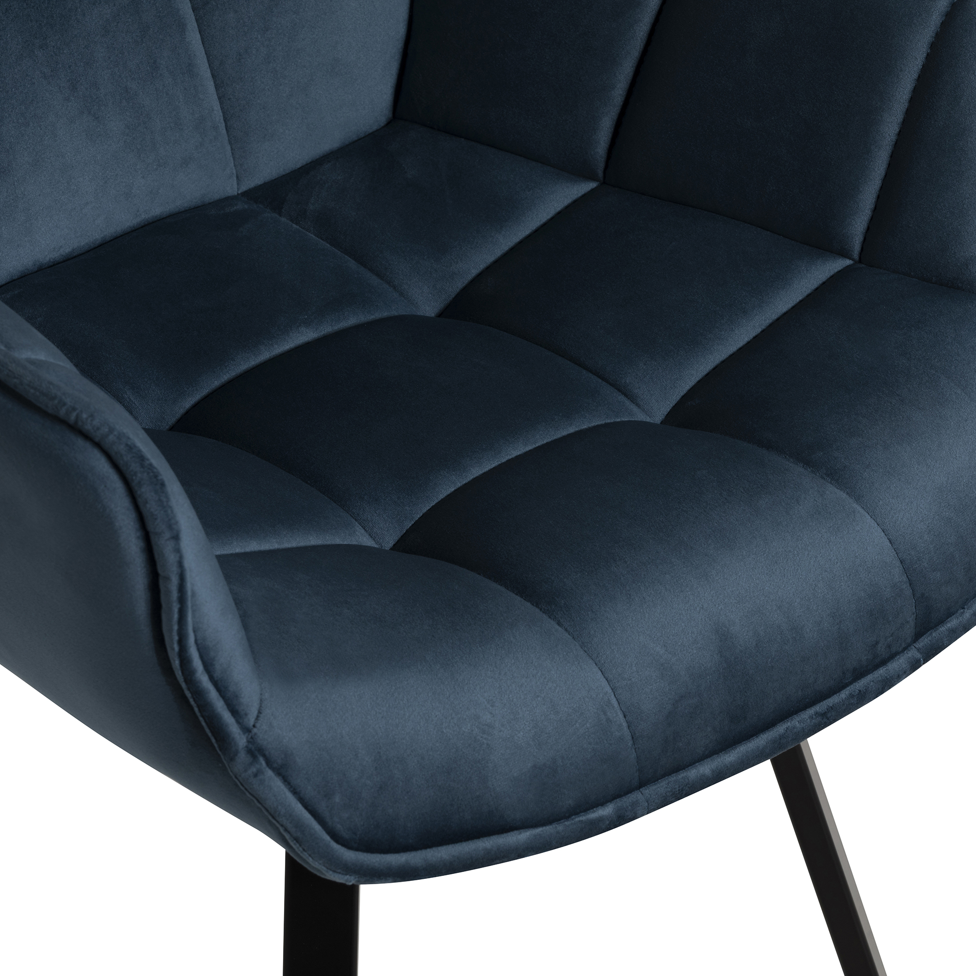 Jasper Blue Velvet Swivel Dining Chair, Metal Legs