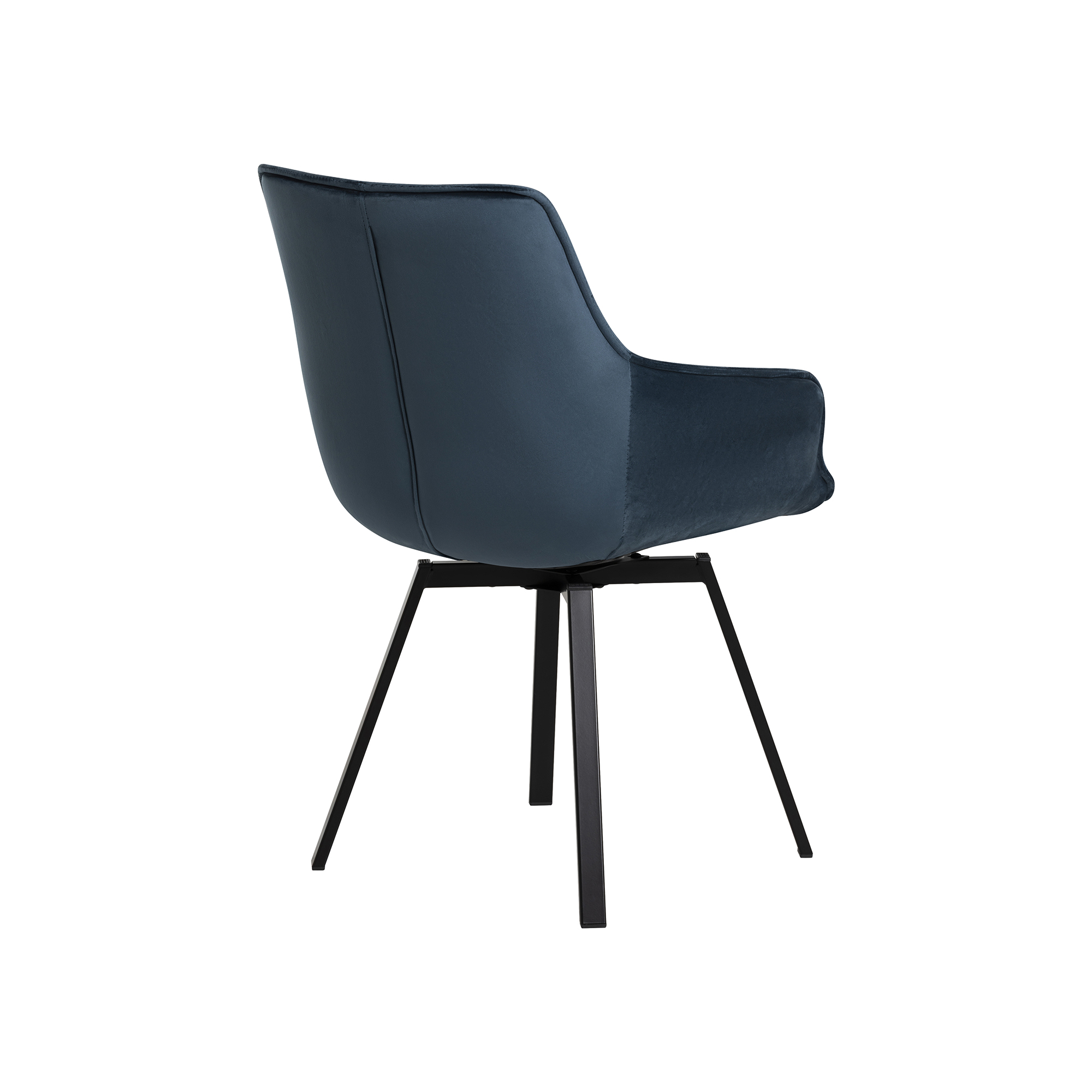 Jasper Blue Velvet Swivel Dining Chair, Metal Legs