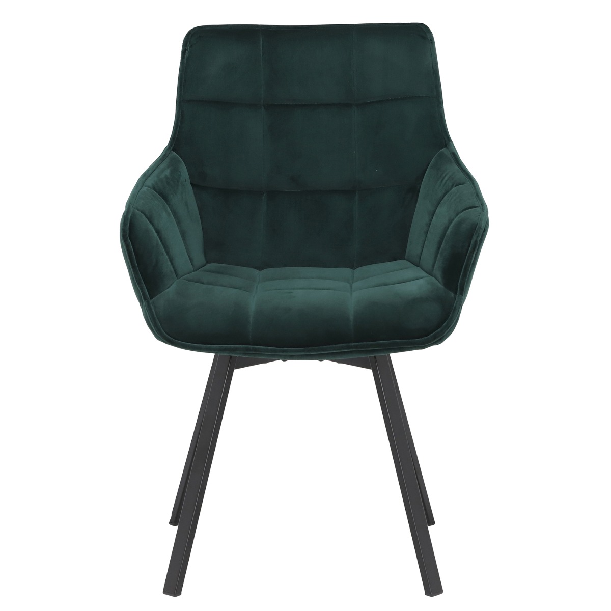 Jasper Green Velvet Swivel Dining Chair, Green Finish and Metal Legs