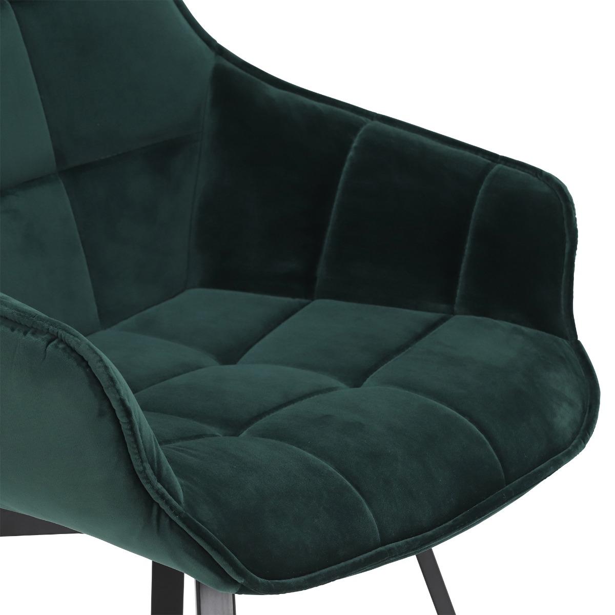 Jasper Green Velvet Swivel Dining Chair, Green Finish and Metal Legs