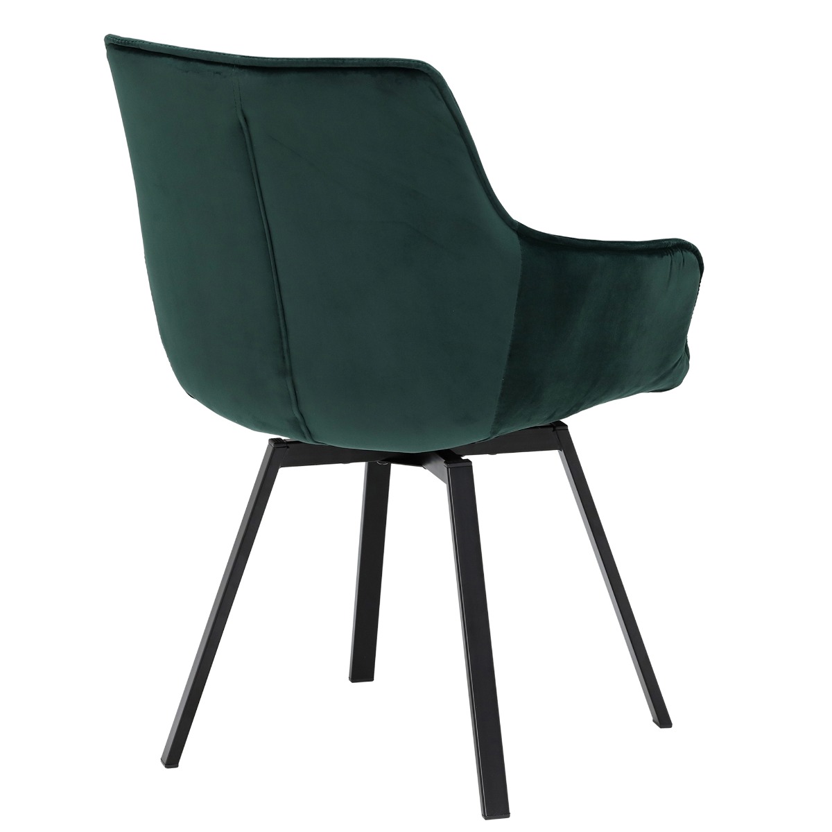 Jasper Green Velvet Swivel Dining Chair, Green Finish and Metal Legs