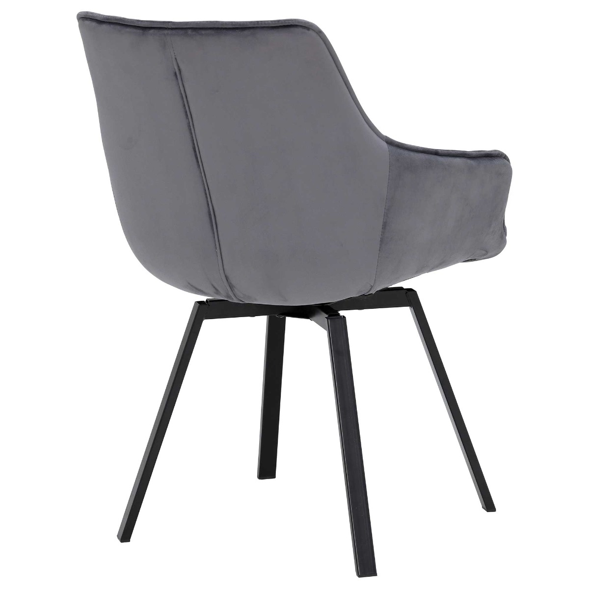 Jasper Grey Velvet Swivel Dining Chair, Blue Finish and Metal Legs