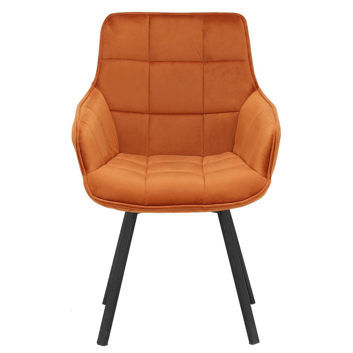 Jasper Orange Velvet Swivel Dining Chair, Orange Finish and Metal Legs
