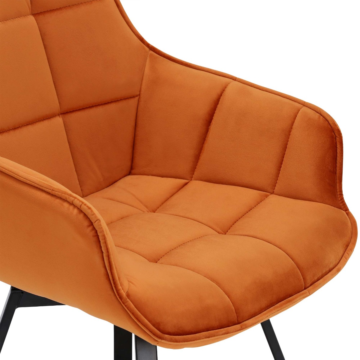Jasper Orange Velvet Swivel Dining Chair, Orange Finish and Metal Legs