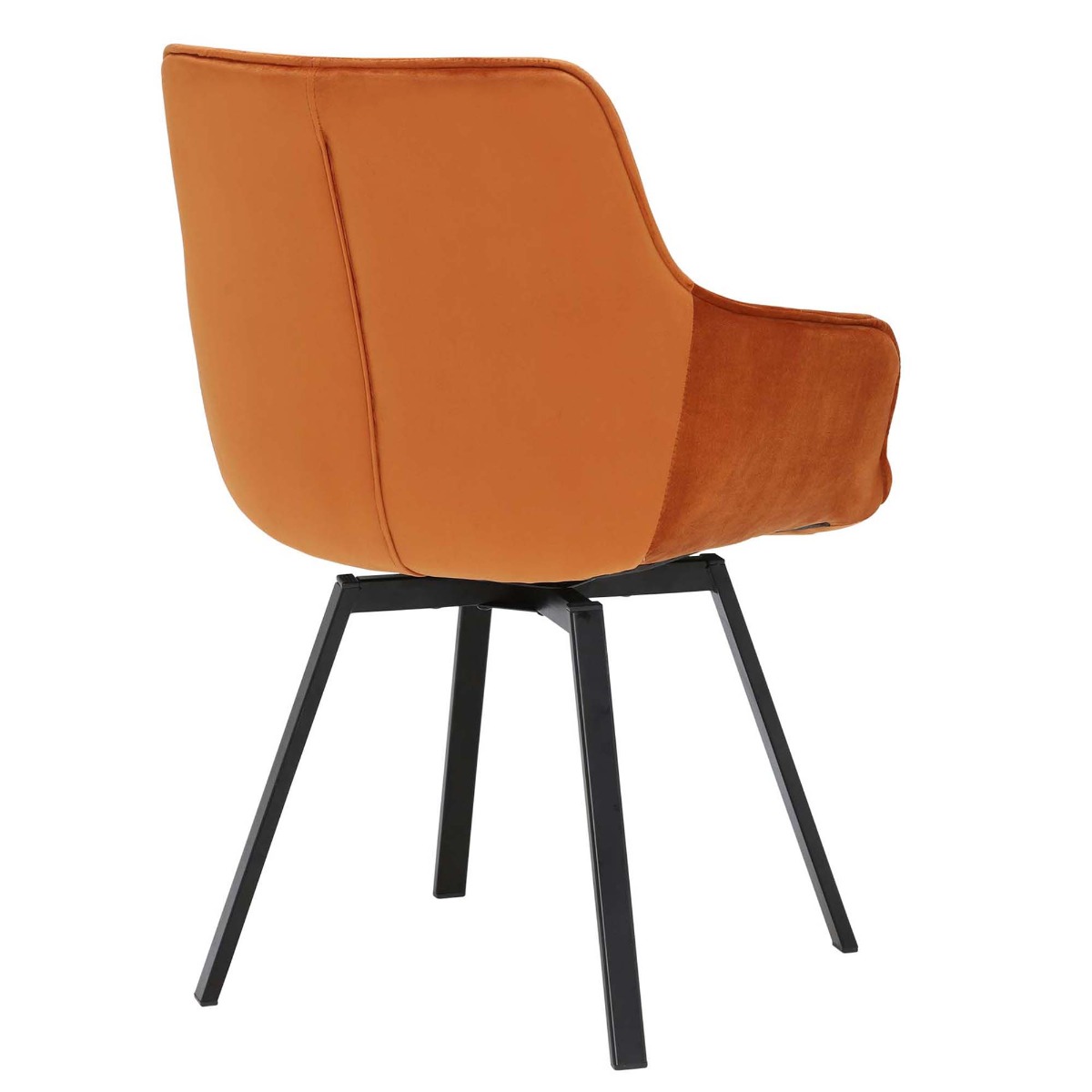 Jasper Orange Velvet Swivel Dining Chair, Orange Finish and Metal Legs