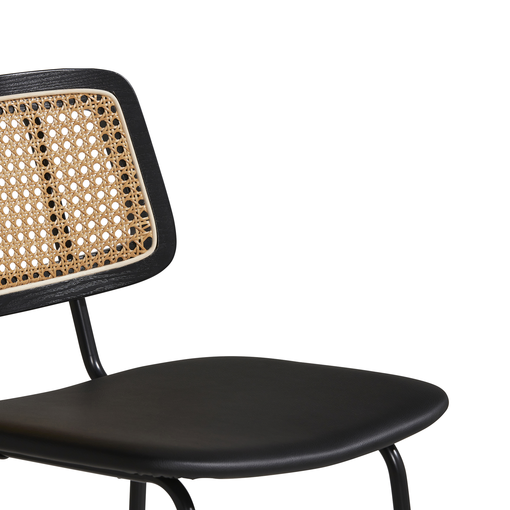 Paco Bar Stool - Rattan, Black And Black Steel