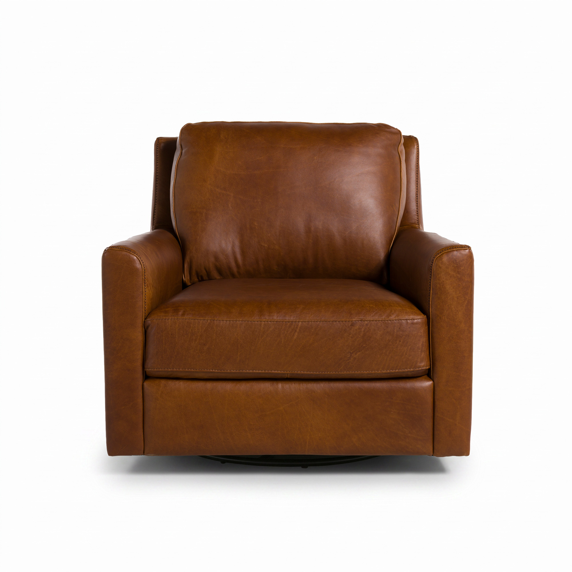 Albard Brown Leather Swivel Chair