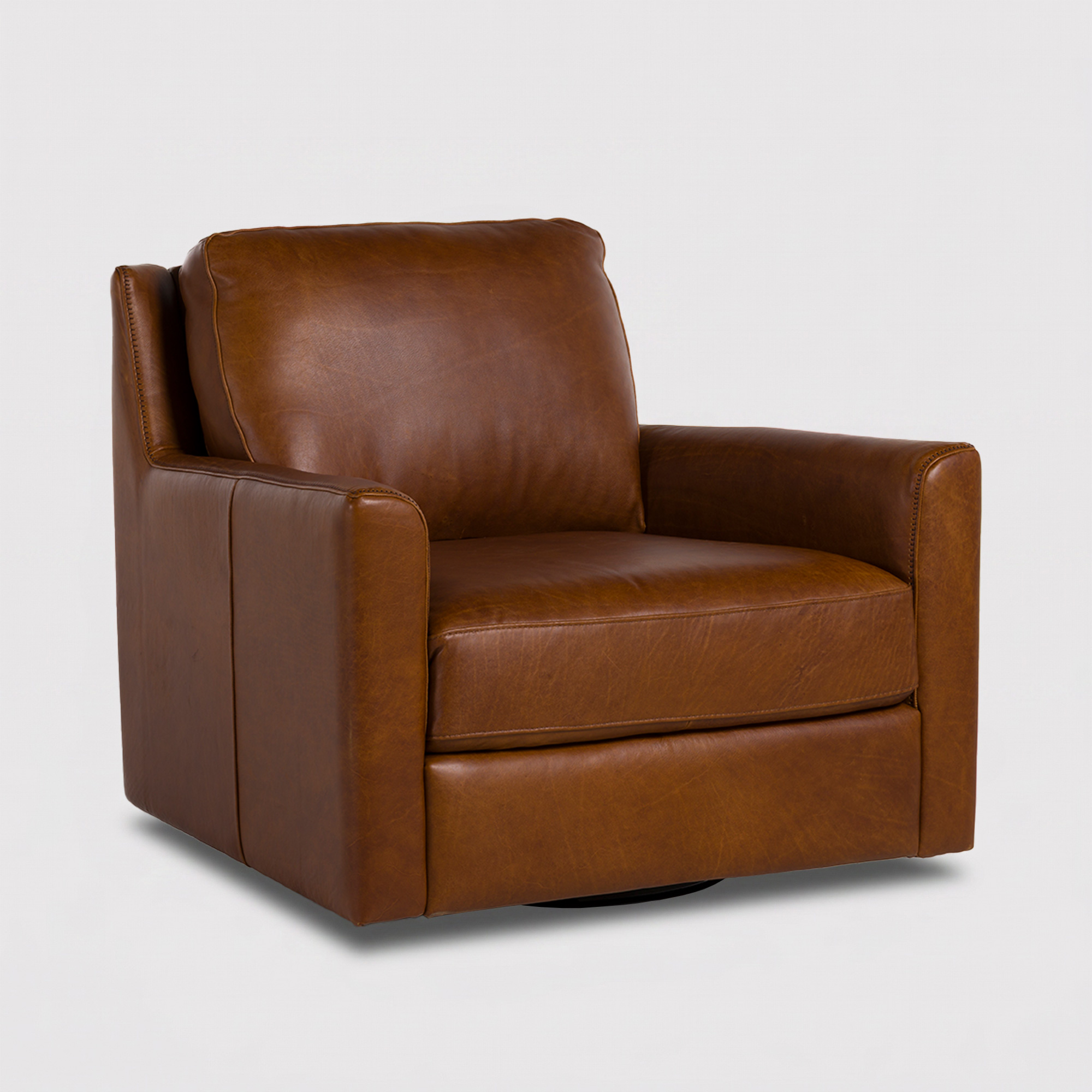 Albard Brown Leather Swivel Chair