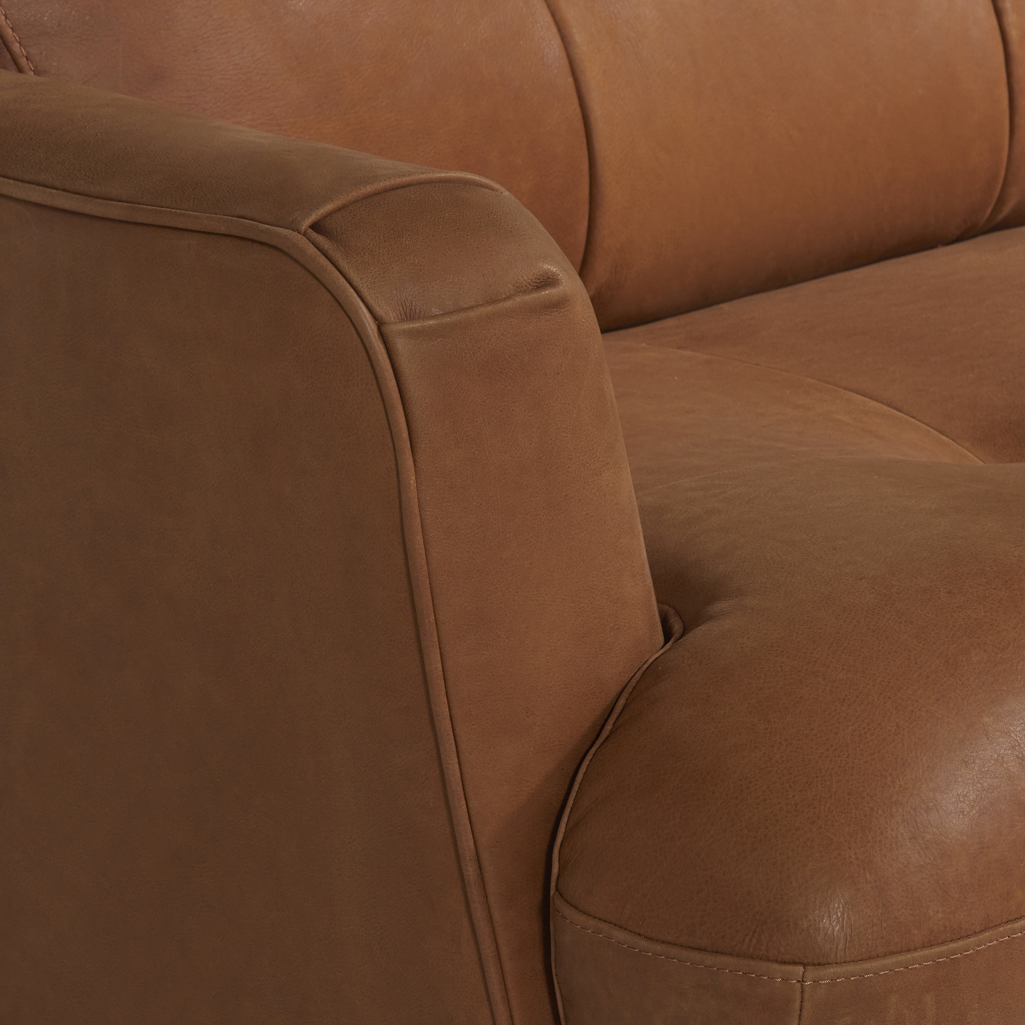 Aldo Brown Leather 3 Seater Sofa, Veneto Cognac