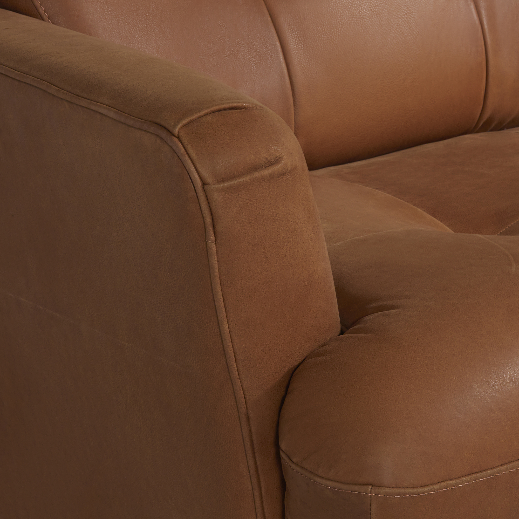 Aldo Leather 2 Seater Loveseat Sofa, Veneto Cognac