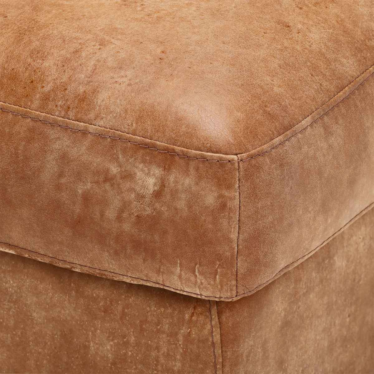 Houston Footstool - Hewlett Ranch 42000 Leather
