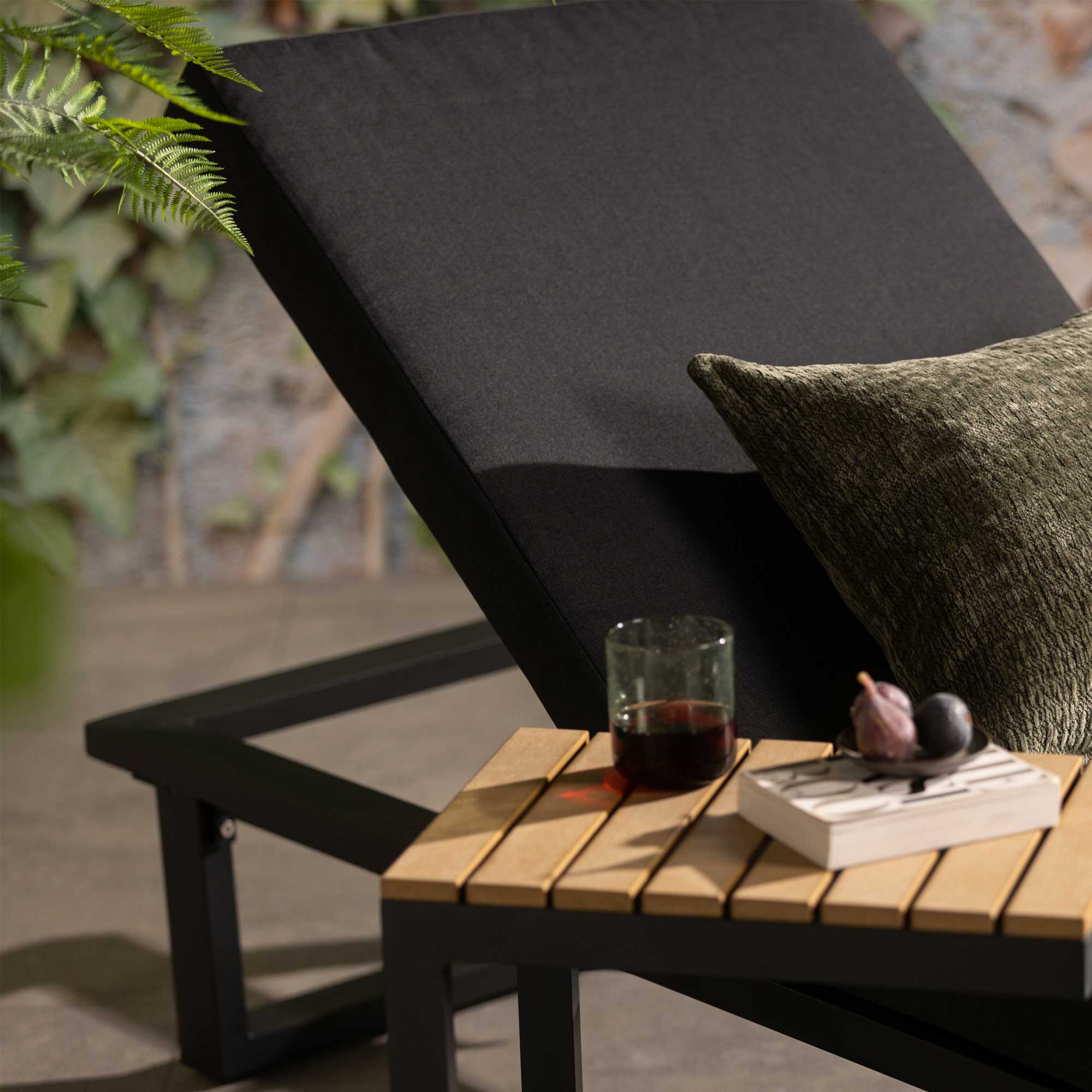 Ravello Dark Grey Sun Lounger With Garden Side Table