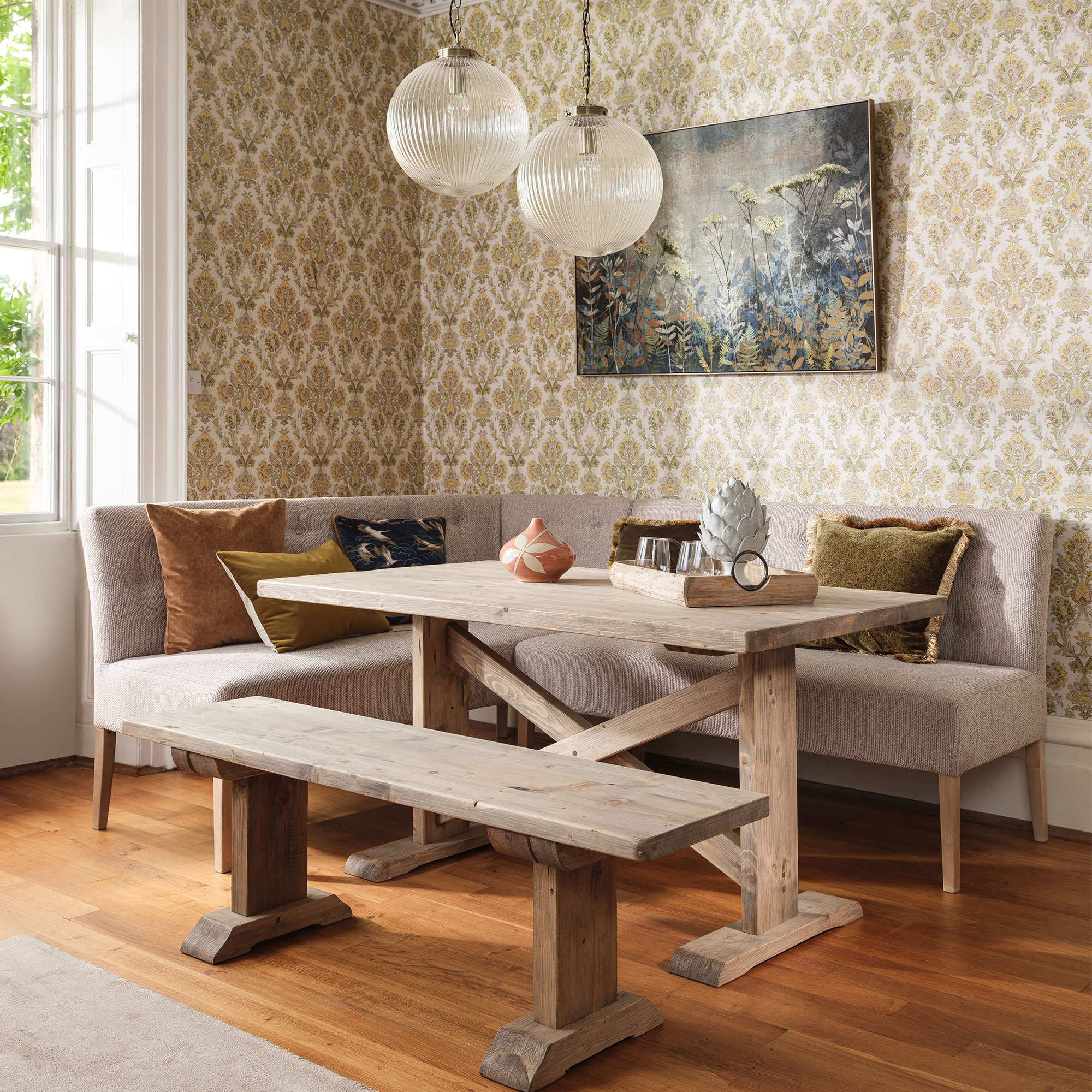 Newsham Dining Table 150cm - Grey Waxed Finish