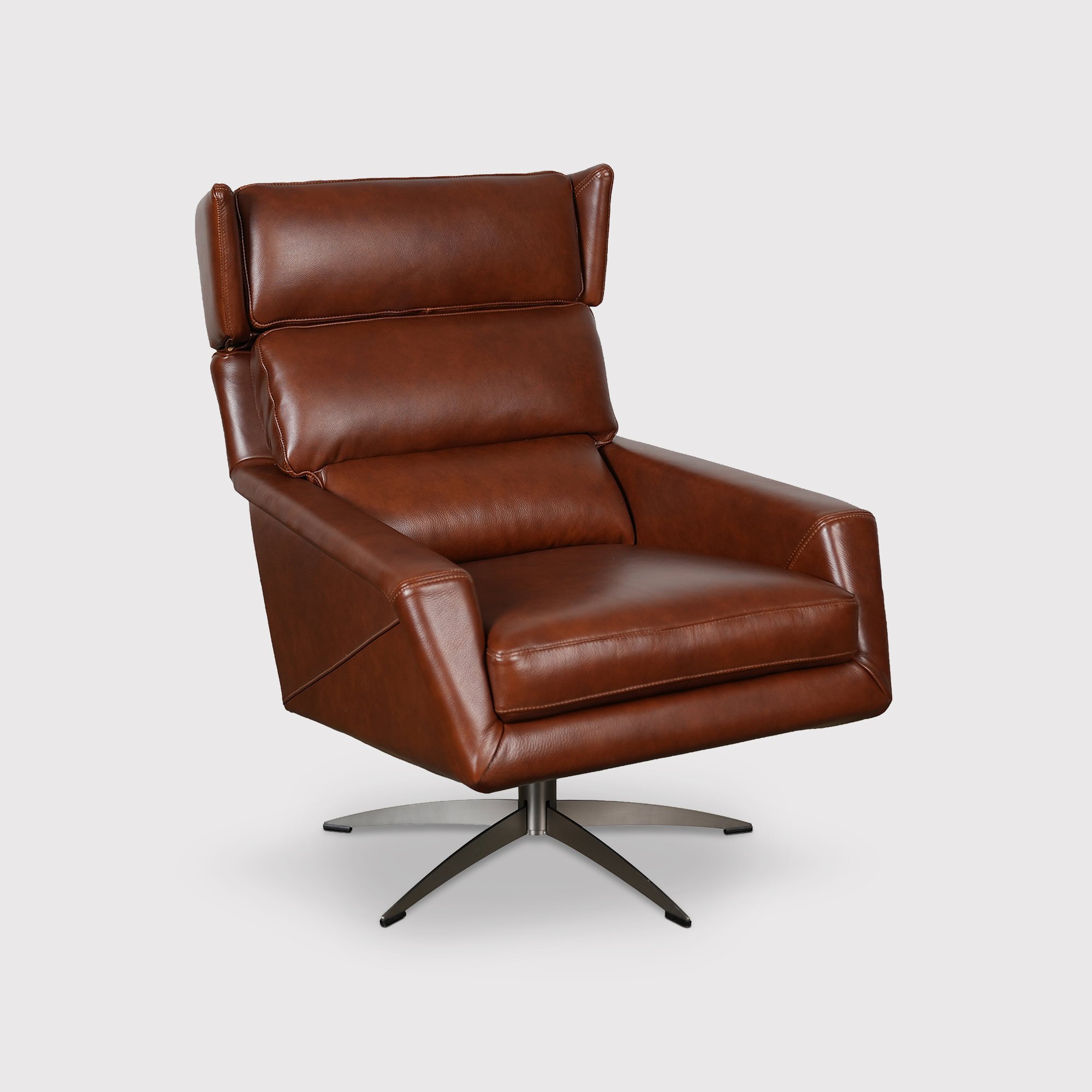 Bentley Brown Leather Swivel Armchair