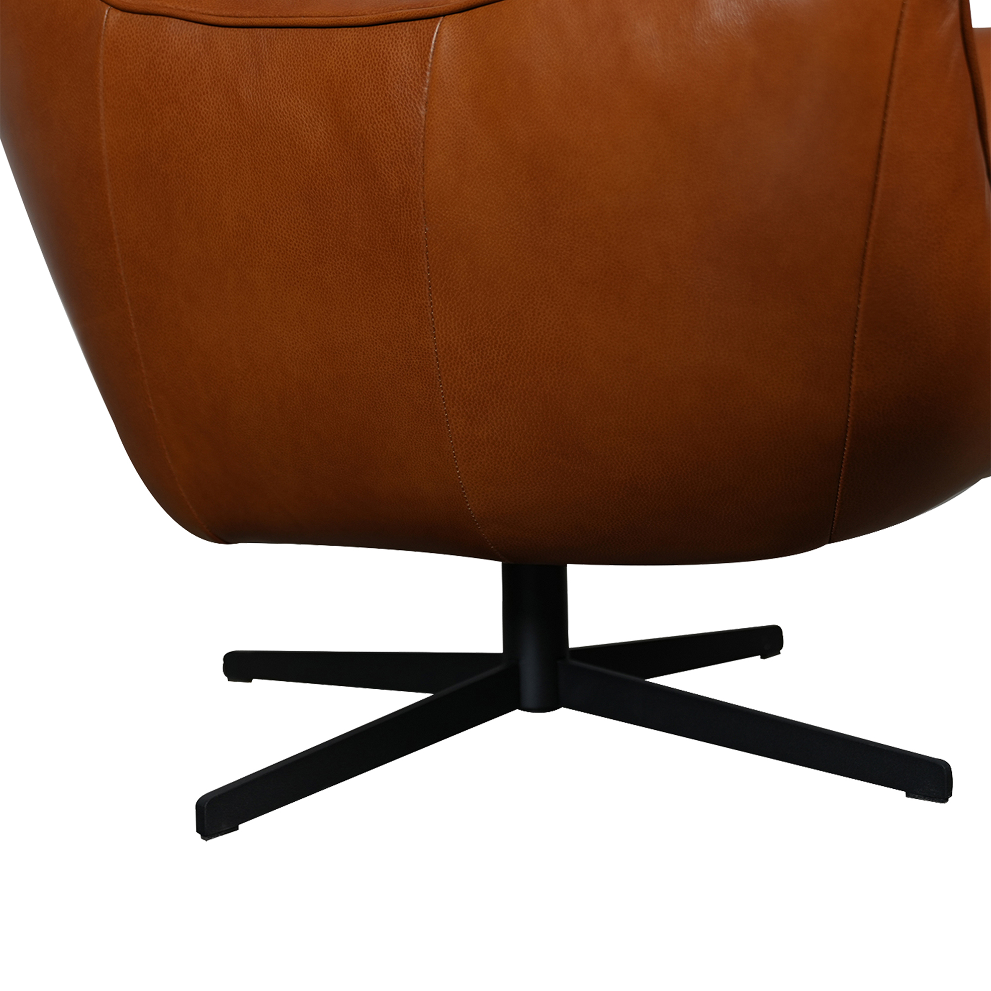 Grantham Curved Brown Leather Swivel Chair