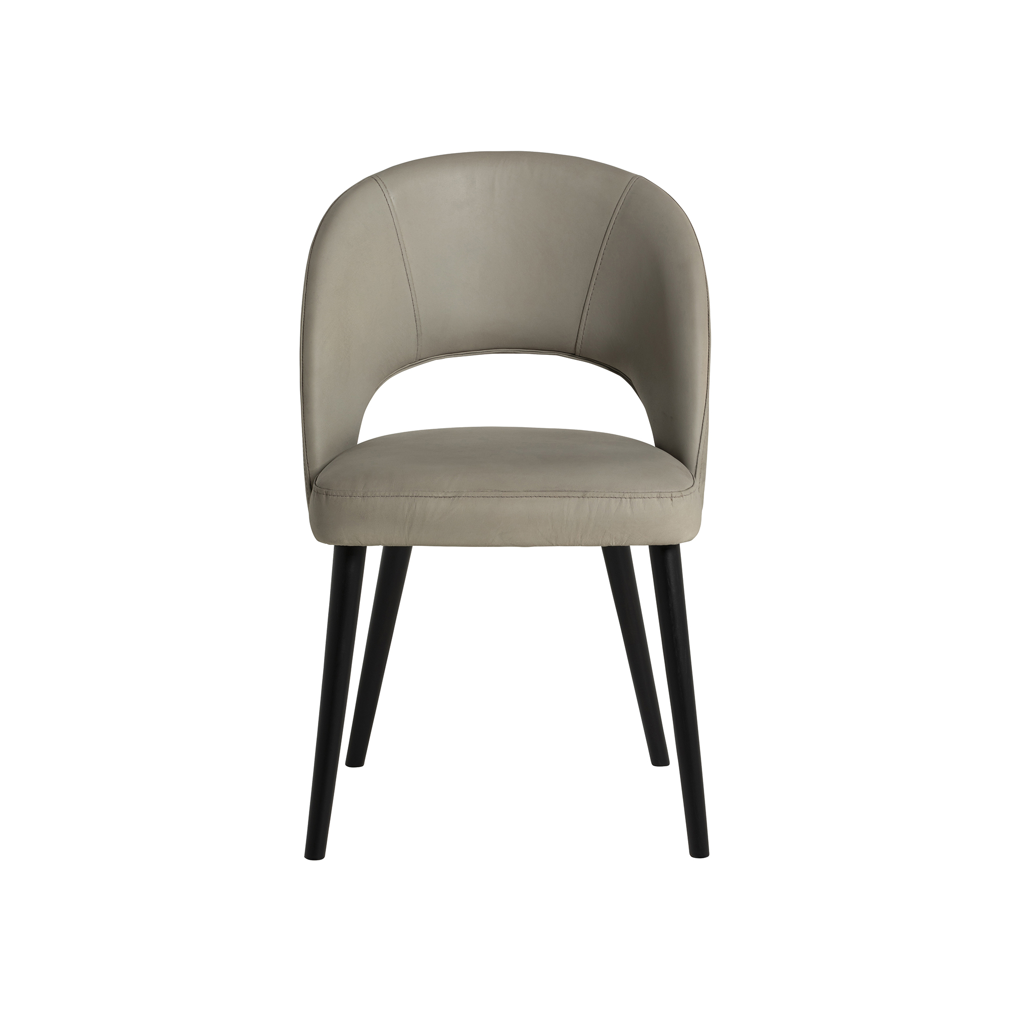 Beck Grey Leather Curved Open Back Dining Chair, Concrete Matt and Black